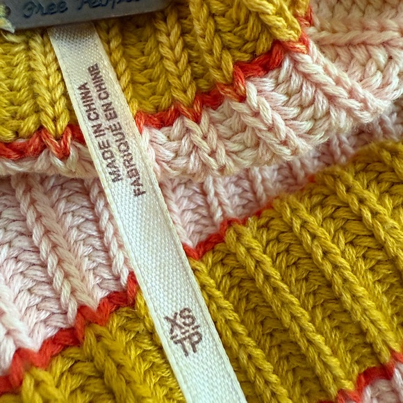 Free People Just My Stripe Yellow and Pink Sweater, Size XS - Picture 9 of 10